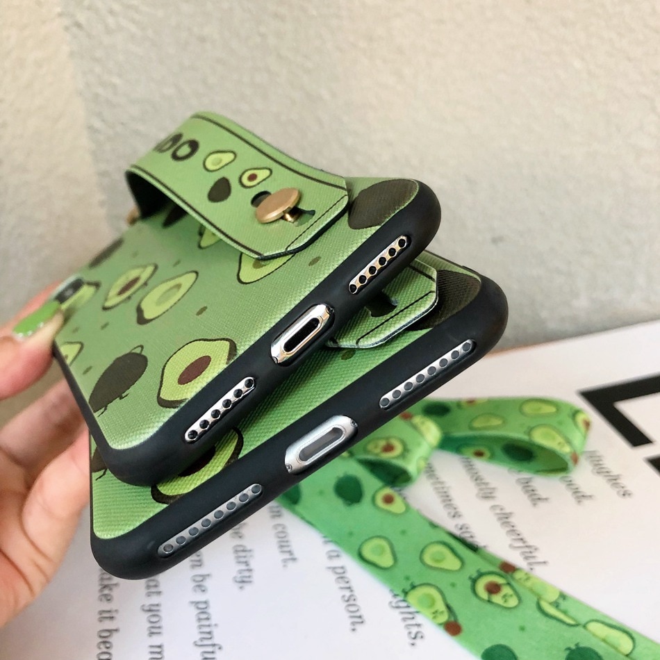 Para Huawei P20 Lite P20 Pro funda amor corazón cordón soporte teléfono funda para Huawei P30 Pro P30 Lite de dibujos animados lindo aguacate