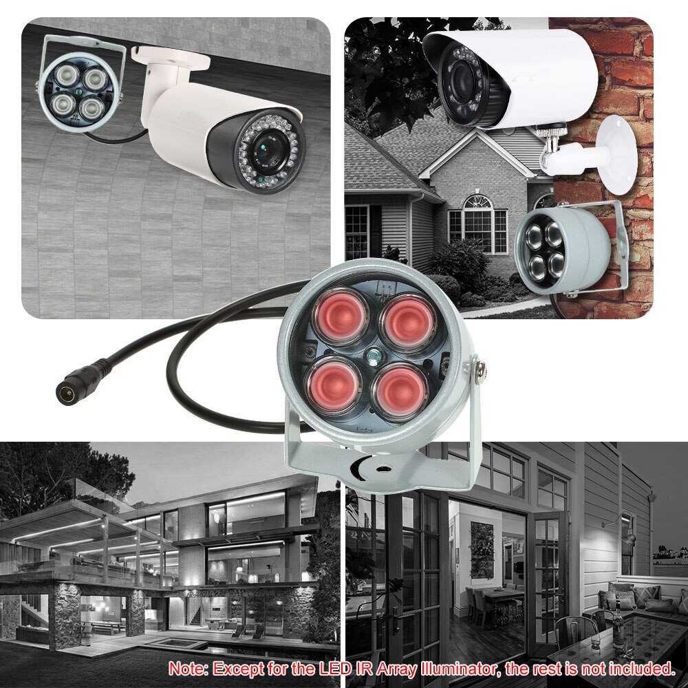 4pcs High Power LED IR Array Illuminator IR Lamp for CCTV Security Camera, Silver