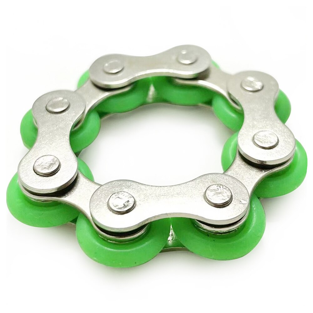 8 Knots Key Ring Chain Fidget Toy Pressure Relief Stress Chain Stainless Steel Bicycle Chain Buckle Key Ring Finger Toy: green