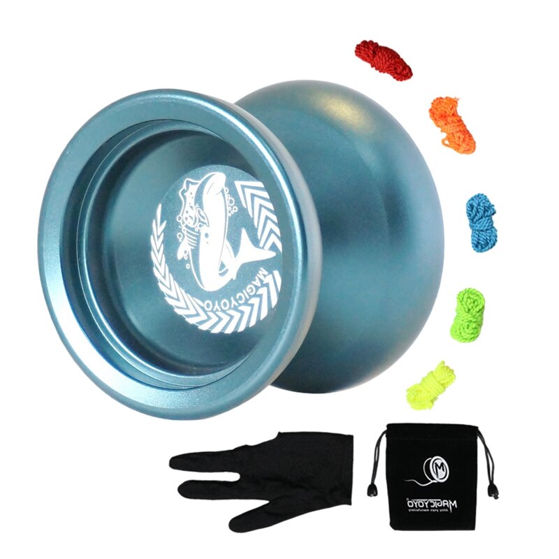 MAGICYOYO N12 Shark Honor Yoyo Unresponsive Yoyo Aluminum Alloy Long Time Spinning Yoyo with Yoyo Strings: Blue