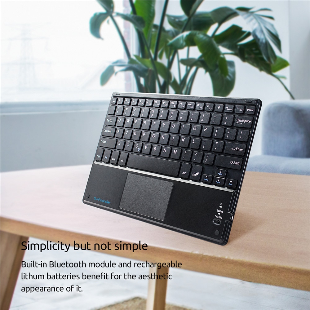 SunFounder 10,1 ''Ultra delgado teclado inalámbrico Bluetooth para Raspberry Pi 3B + 3B 2 Modelo B & B 1 con TouchPad para Windows Android