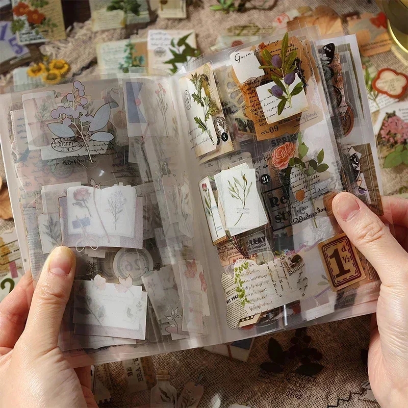 JIANQI 20 pièces PET découpé autocollants livre plante fleur étiquette décorative à la main Scrapbooking matériel journal Album artisanat fournitures