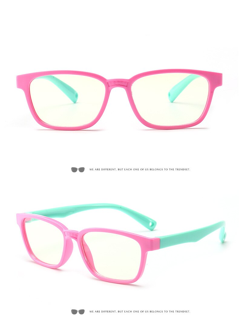 Gafas a prueba de luz azul para niños, gafas para tablet, gafas con silicona, Marco suave, gafas de ordenador unisex para niños: Rosa