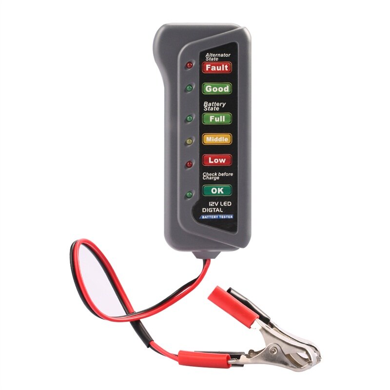 Battery Tester Digital Capacity Tester Checker For 12V Battery Power Supply Tester Measuring Instrument With 6 LED Light Display