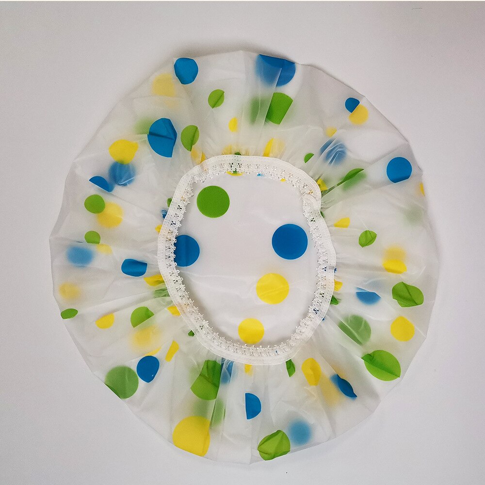 Gorros de ducha impermeables de lunares reutilizables, cubierta elástica de EVA para el cabello, para salón de belleza, Color aleatorio, 10 Uds.