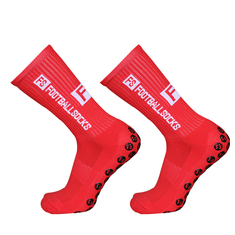 Sports Anti Slip Soccer Socks Cotton Football Men Grip Socks calcetas antideslizantes de futbol: WHITE