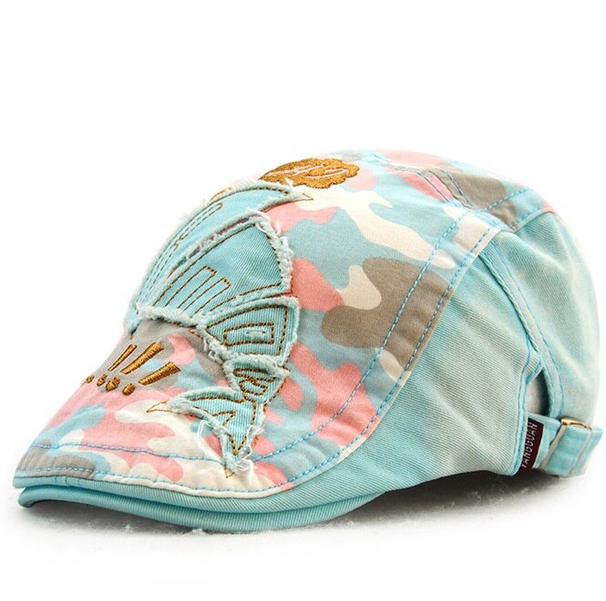 [jamont] vår høst barn caps gutt basker hatter jente visir kamuflasje bomull barn flat caps 5-10y justerbare casquette: E