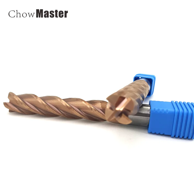 Fresa de acero de tungsteno HRC 55, fresa de extremo con revestimiento de cuatro hojas, herramienta CNC de fresado de fondo plano