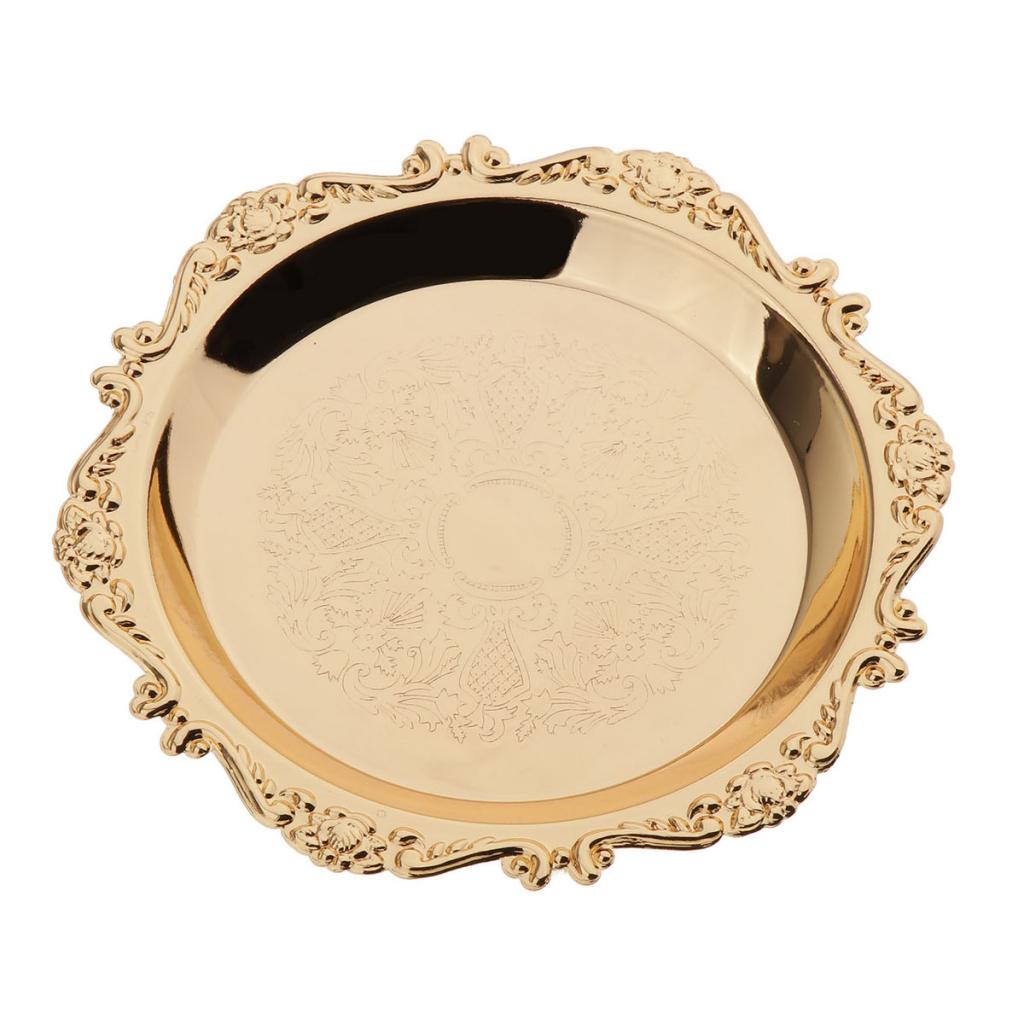 Hard Gold Metal Plates Set - 4" 6" Gold Round Plates - Washable and Reusable for Wedding Birthday Party Dessert Cake Plate