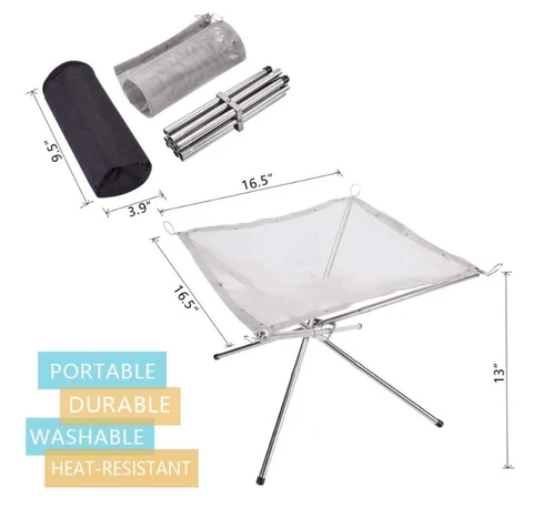 Portable Contractile BBQ Holder Rack Outdoor Portable Fire Rack Folding Table Grill Stainless Steel Point Charcoal Stove