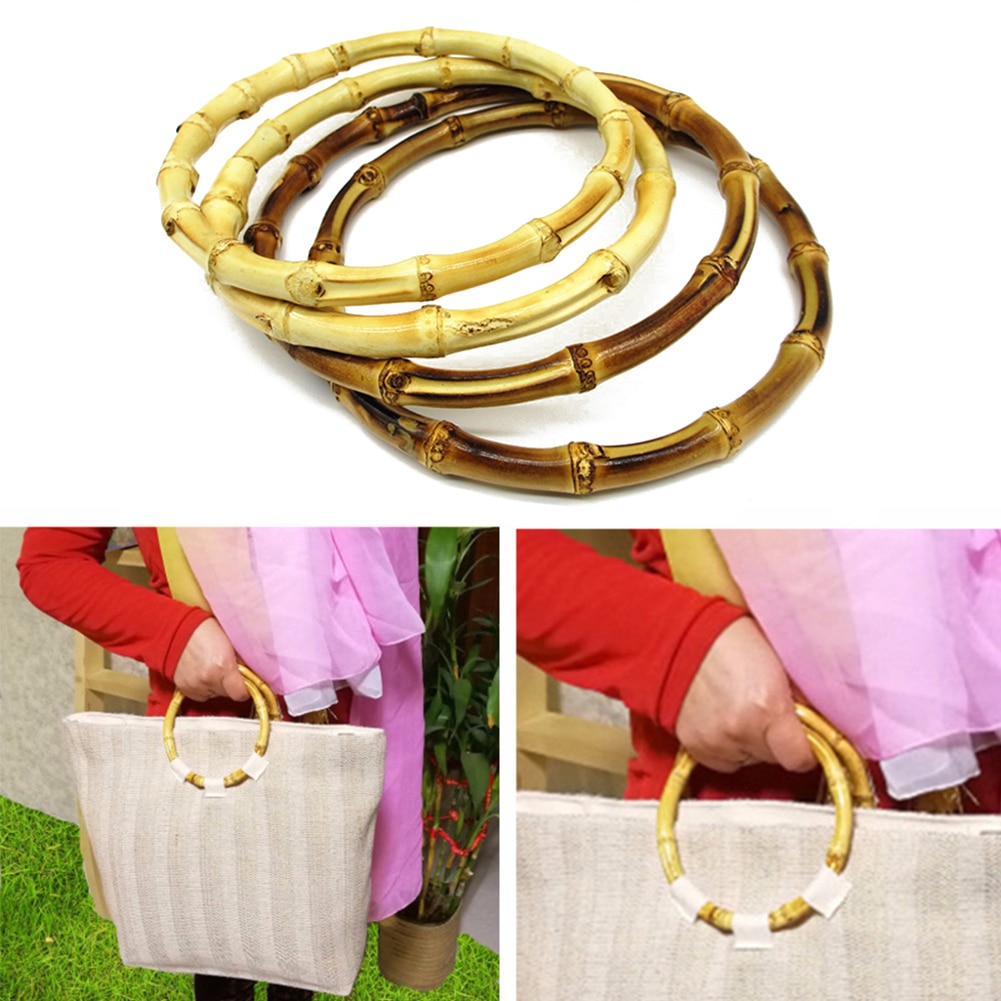 Poignée de sac à main en bambou, cercle rond en forme de D, pour sac à main artisanal, accessoires de sacs de bricolage, pièces de sac de bonne 13cm 15cm