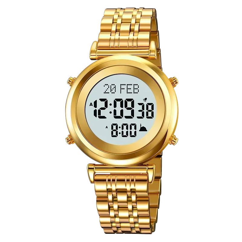 Skmei 2139 Staal Moslim Azan Digitaal Horloge Heren Achterlicht Waterdicht Polshorloge Gebed Qibla Kompas Wekker Horloge 1861: Multicolor