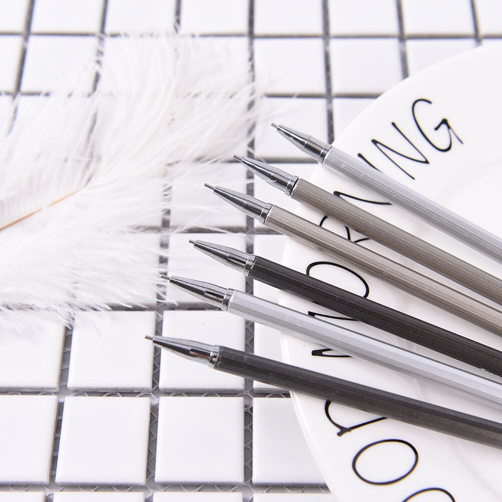 0.5/ 0.7mm Automatic Drafting Pencil, Lead Size, Metallic Black Sliver Barrel Mechanical Pencil Length: 14.5cm