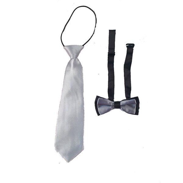 2 stk børne & #39 ;s børn unisex ensfarvede slips butterfly bryllup drenge butterfly tøj tilbehørstr 0011: Sølv