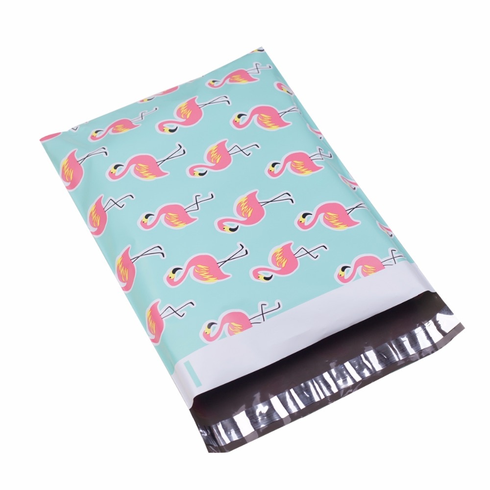 100 stks 25.5*33 cm 10*13 inch Flamingo patroon Poly Mailers Self Seal Plastic mailing Envelop Tassen