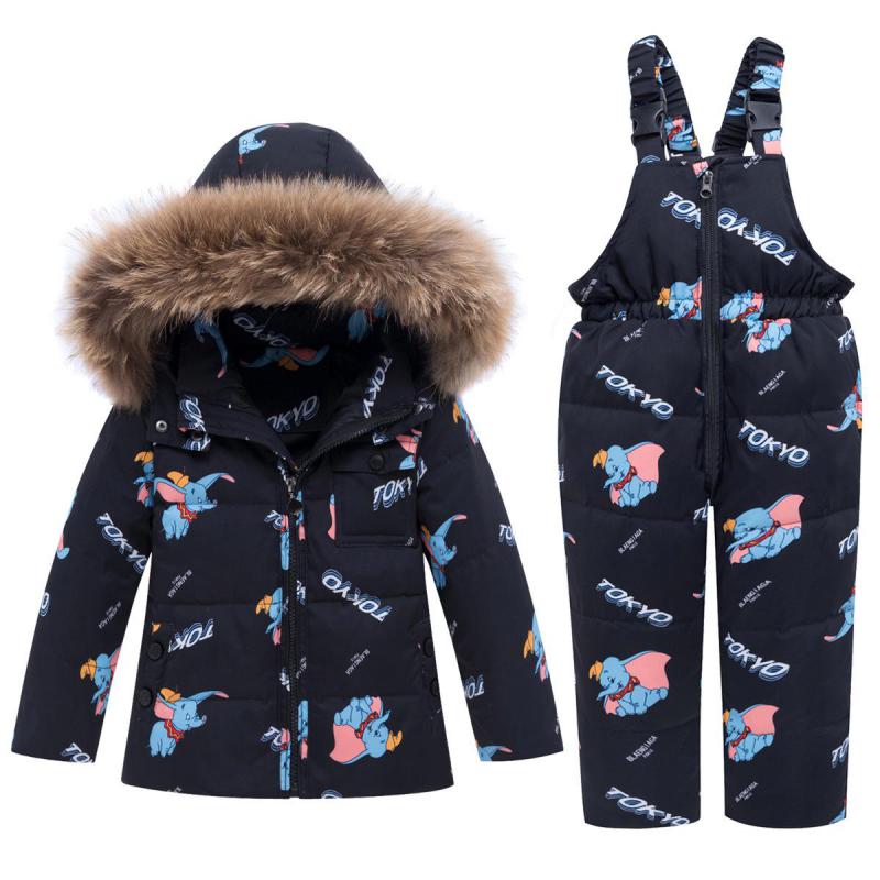 Abrigos de invierno rusos, Parkas con capucha de Dumbo de dibujos animados, mono infantil de piel de bebé, traje de nieve grueso, conjunto de ropa de nieve