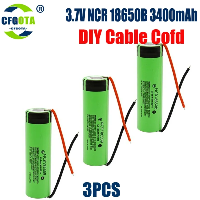and original NCR 18650B 3.7V 3400mAh 18650 rechargeable lithium-ion battery silicon cable welding DIY: SKY BLUE