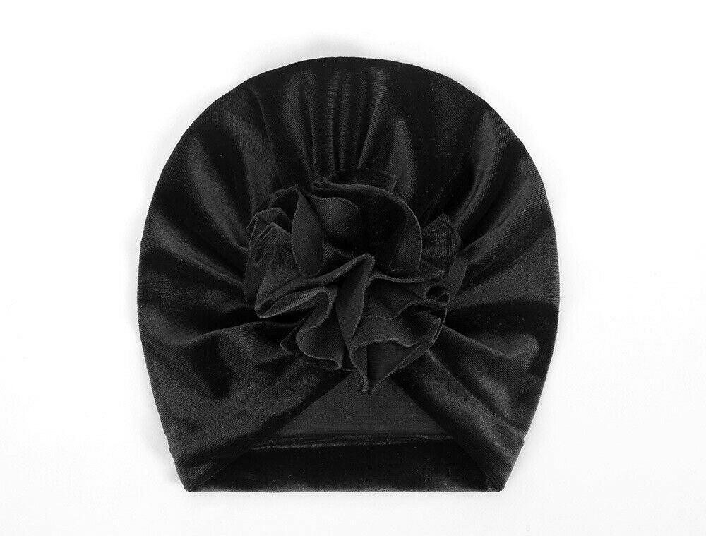 18 farben Kleinkind Baby Mädchen Jungen Hüte Turban Blume Kopf wickeln Kleinkind Mütze Hütte Warme Kappe Stirnband: Schwarz