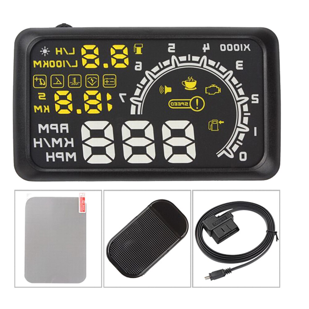 LEEPEE Digital car speedometer Over-speed Alarm Car hud head up display W02 5.5" OBD2 II Interface KM/h MPH GPS speedometer