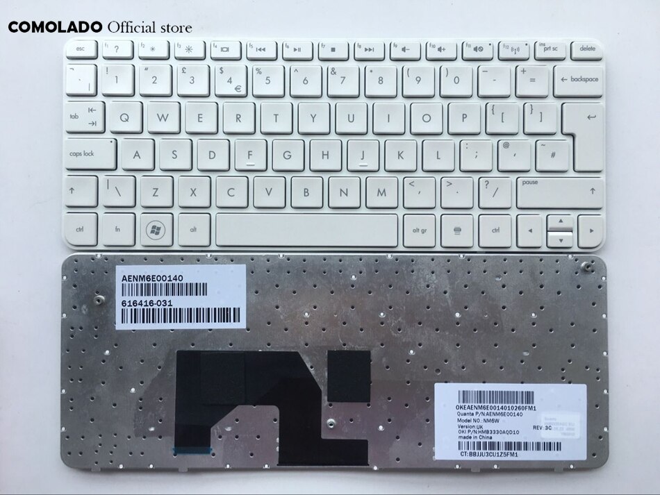 UK keyboard FOR HP mini 210 220 mini210 mini210-1000 mini 210-1000 White keyboard UK Layout