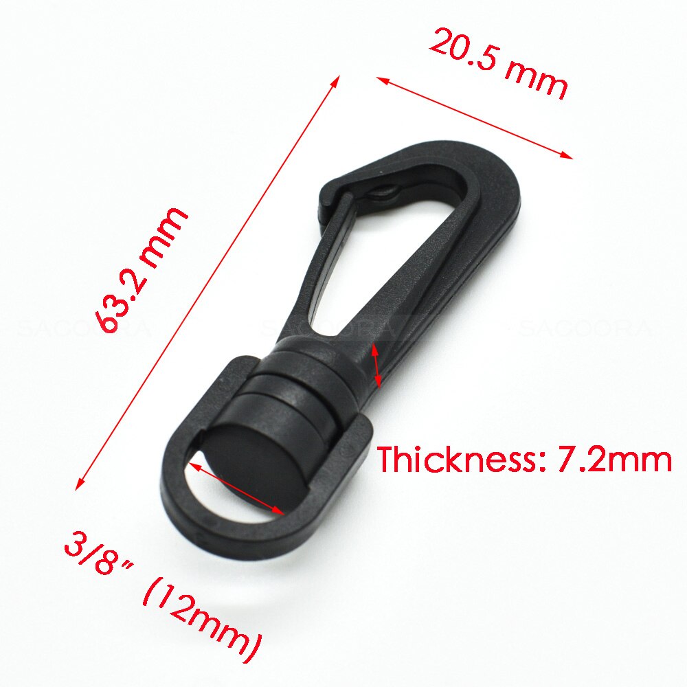 Band 1/2 "~ 2 " plastic draaibare karabijnhaken hardware zijsluiting paracord rugzakriemen tasonderdelen 6 maten