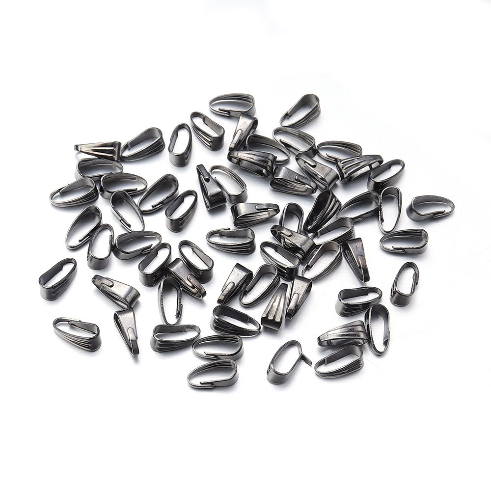 Pinch Bail Fecho Conectores, Pendant Clips, Colar Ganchos, Fazer Jóias, Encontrar Peças, Acessórios Suprimentos, 200Pcs: M / Preto