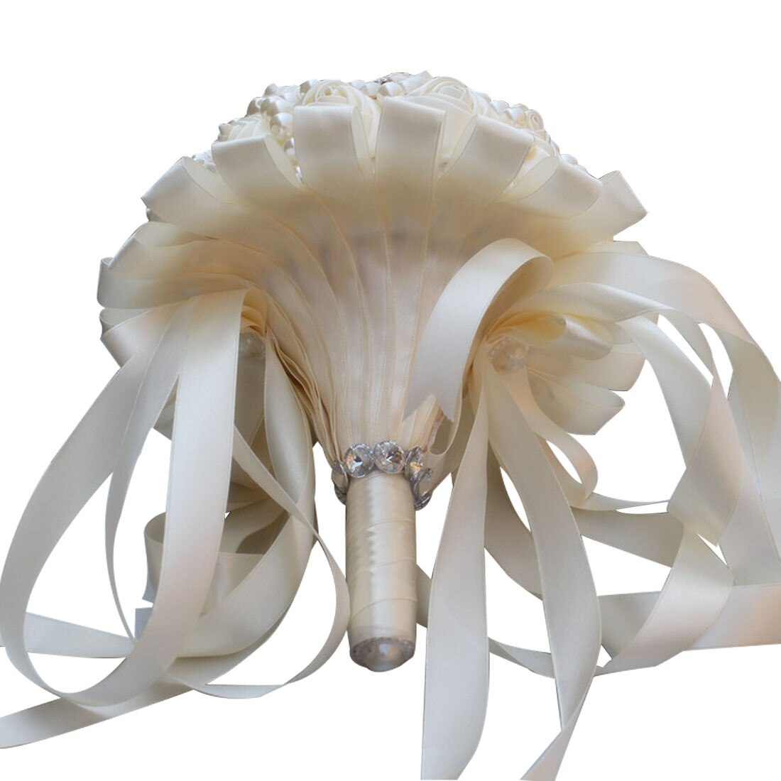 In Stock Stunning Wedding Flowers White Bridesmaid Bridal Bouquets Artificial Rose Wedding Bouquet Ramos De Novia Artificiales