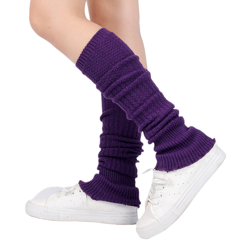 Women's Leg Warmer Soft Knitted Foot Cover Candy Color All-match Warming Boot Stockings 1 Pair Winter Loose Over Knee Socks: Purple