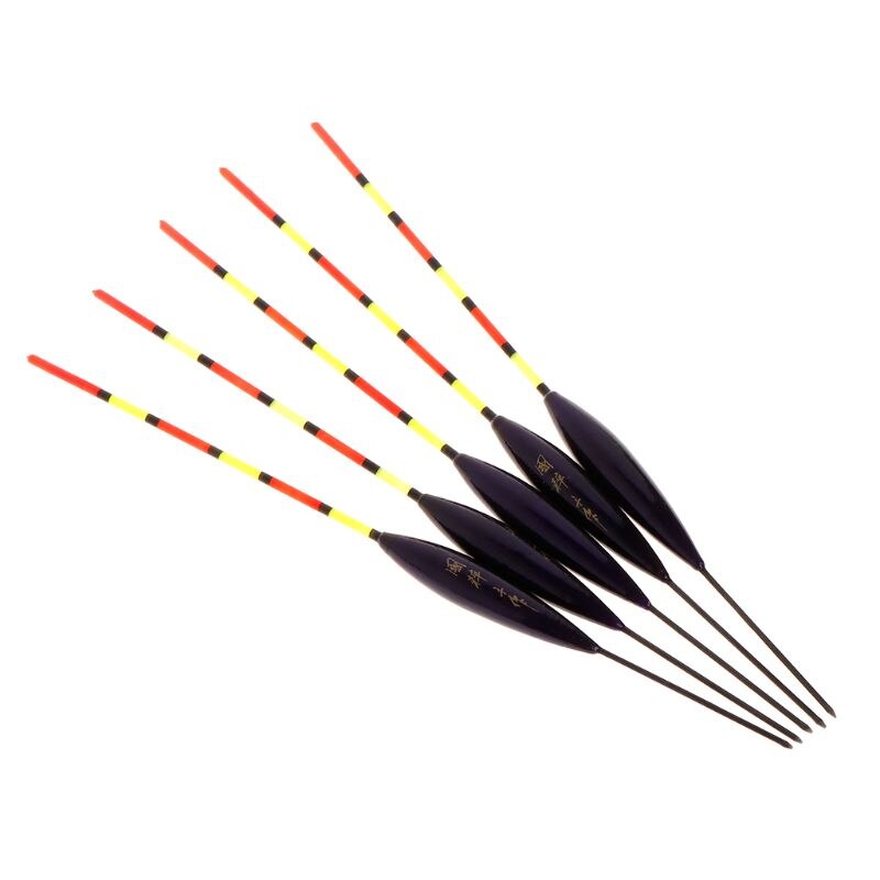 Bouée de pêche à la carpe, accessoire lumineux, avec queue en bois Fluorescent, 5 pièces/ensemble