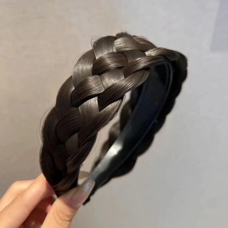 Peluca de para niñas, diademas trenzadas, aro de pelo ensanchado, tocado superior de calavera alta, bandas para el cabello trenzadas, tocado antideslizante para mujeres: Azul cielo