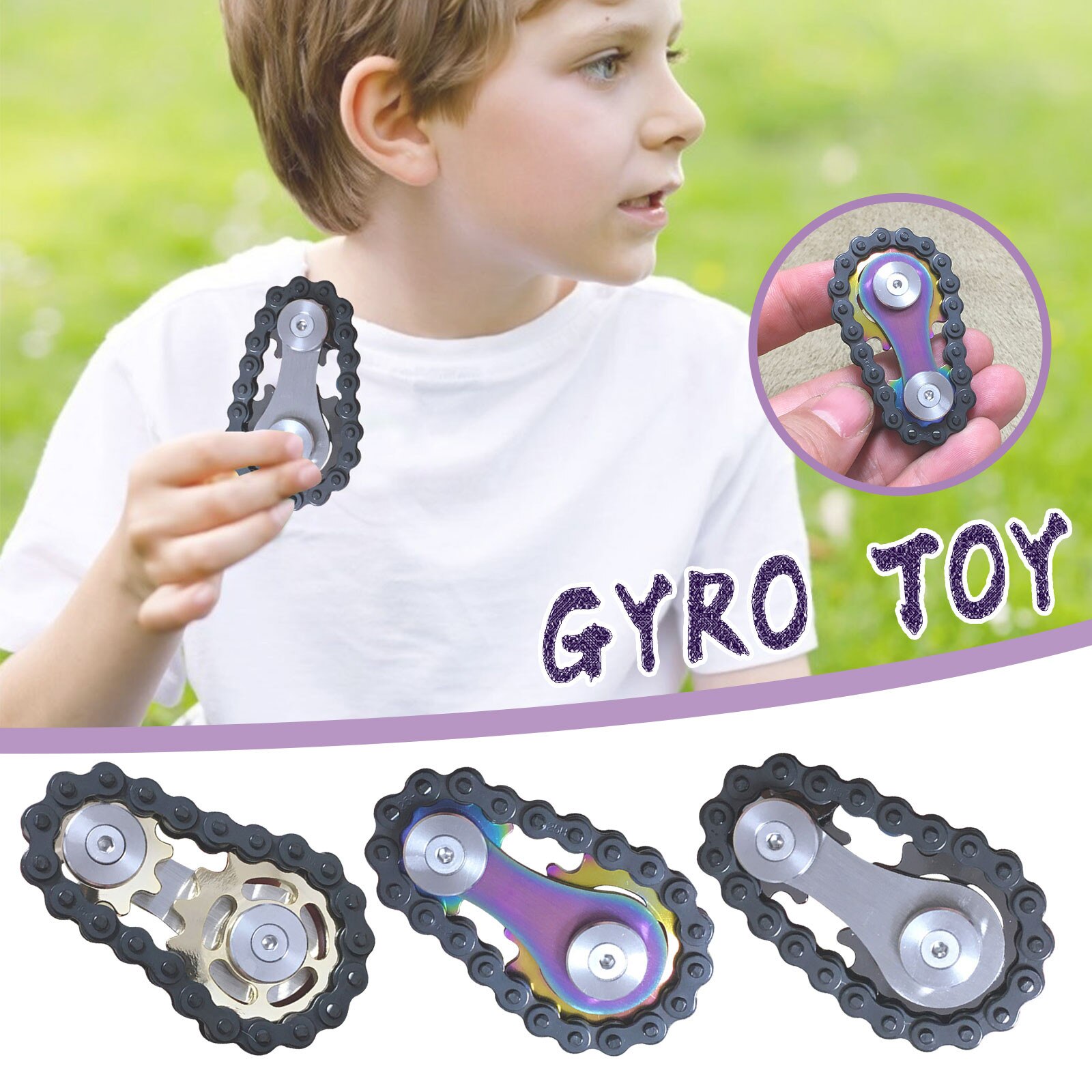 Kinderen Volwassen Reliver Stress Gyro Black Gear Chain Vingertop Tandwiel Vliegwiel Decompressie Speelgoed Antistress Zintuiglijke Fidget Speelgoed