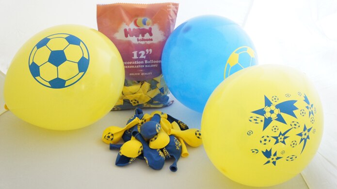 Yellow Navy Blue Printed Balloon 10 Pcs