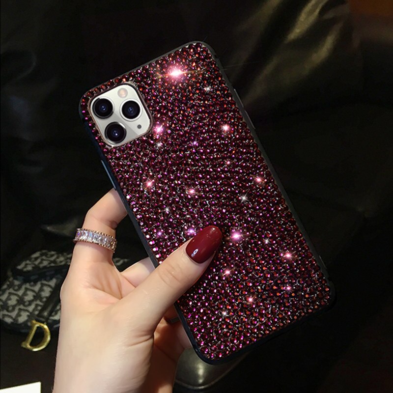 Strass Diamant TPU Souple De Luxe Bling étui pour iPhone 6 6S 7 8 Plus Couverture Arrière Antichoc Pour iPhone 11 Pro X XR XS Max Coque