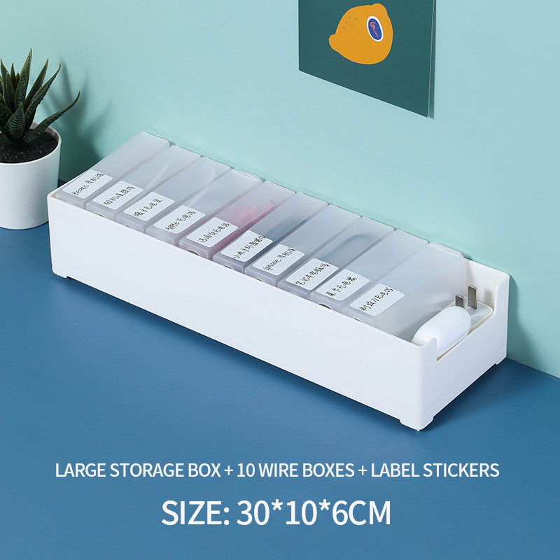 Desktop Data Line Separate Storage Box Small Storage Box Mobile Phone Charger Power Cable Headphone Cable Travel Organizer Case: Large package