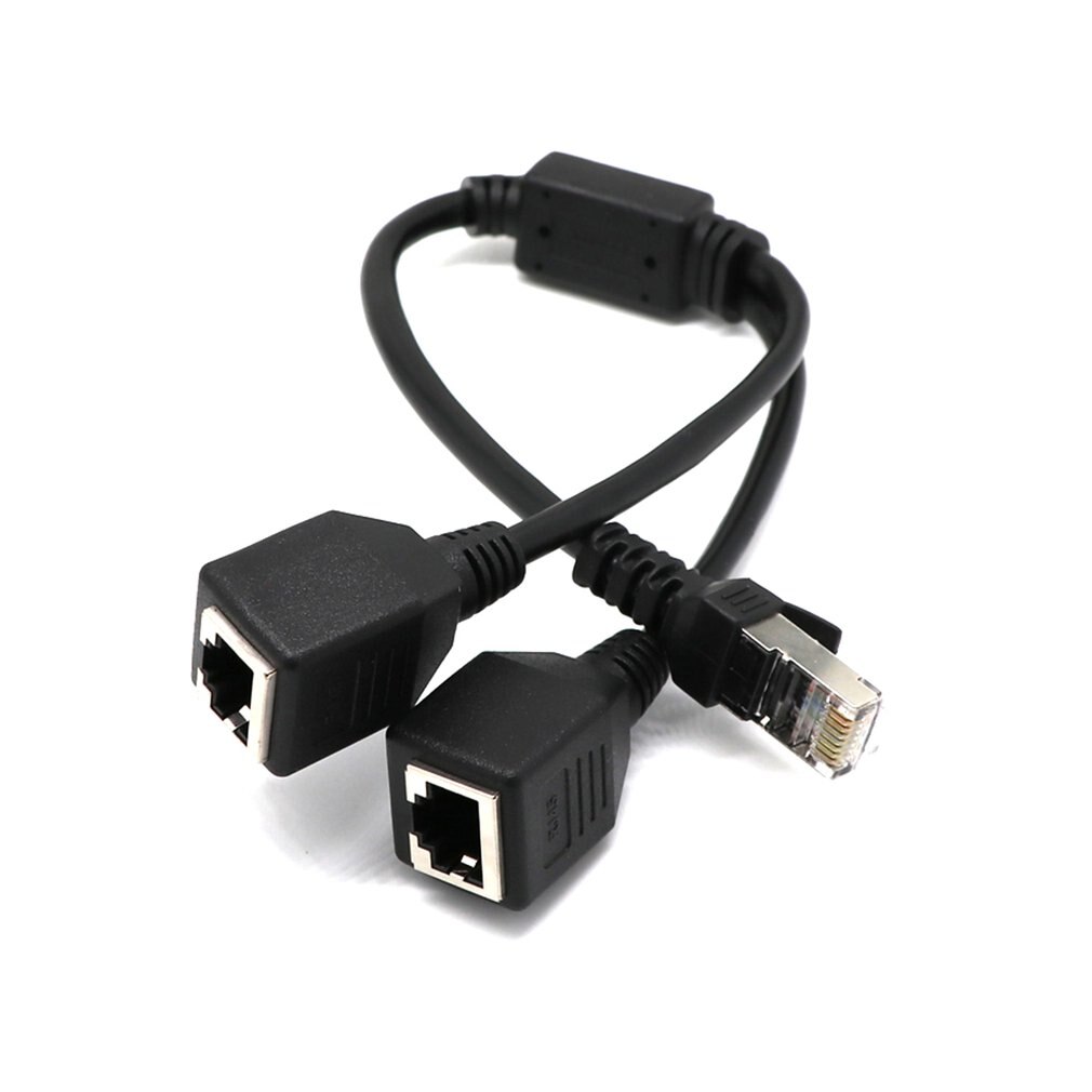 RJ45 1 Male to 2 Female Socket Port LAN Ethernet Network Splitter Y Stable Transmission Cat5e Cat5 Cat6 Easy Adapter Cable