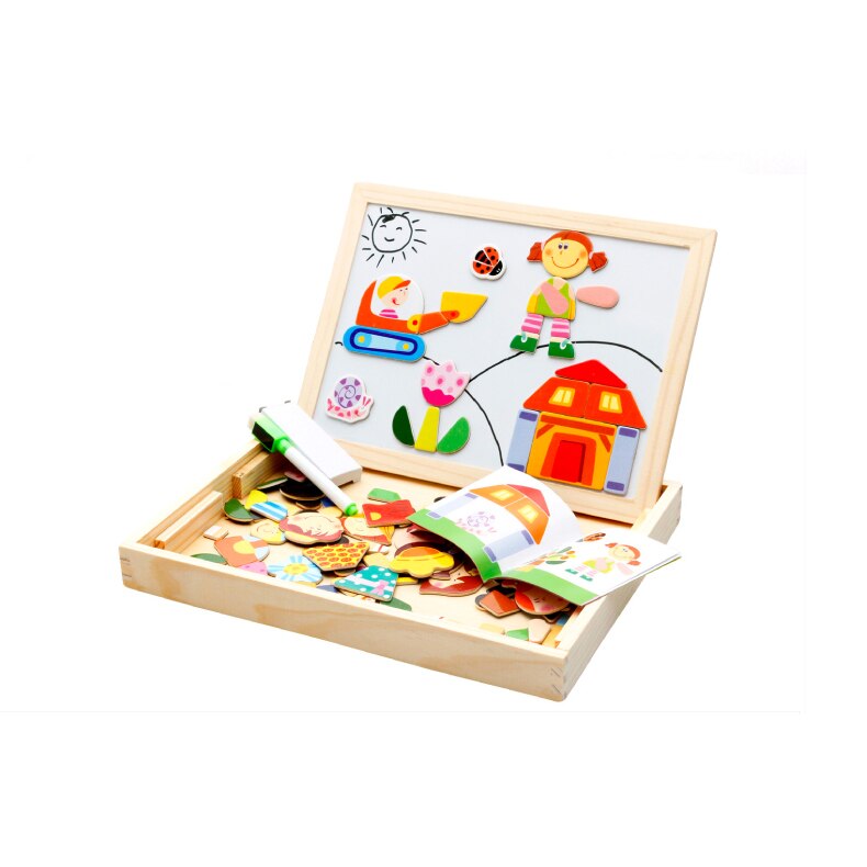 Chanycore Wooden Puzzle - Magnetic Jigsaw Board - Cartoon Figures - Educational Learning Toy for Kids Over 3 Years