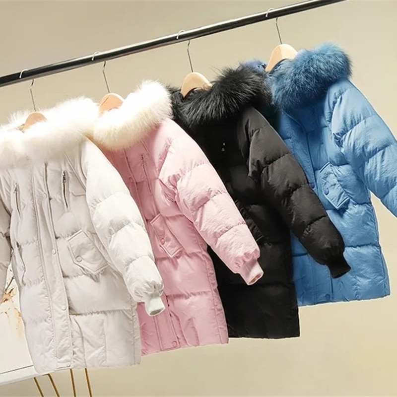 Kappa ledig kappa vinterjacka dam stor päls huva tjock dunparkas kvinnlig jacka varm vinter ytterkläder