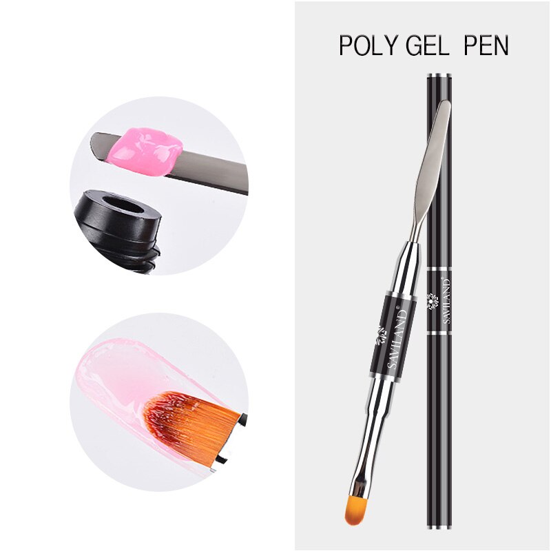 Saviland 2 In 1 Dubbele Poly Nail Gel Brush Pen Voor Nail Extension Builder Uv Gel Acryl Gel Brush Nagels tips Quick Tool: Default Title