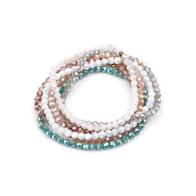 Bojiu 6 stuks/set meerlagige dames kristal armbanden wit groen ab grijs kristal kralen armbanden femme feest sieraden bcset 238: Default Title