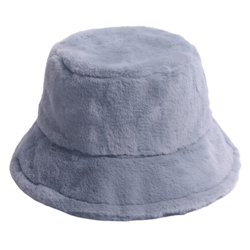 Kvinder vinter fuzzy plys bøttehat ørevarmer rund top vindtæt fisherman cap  lx9e: 3