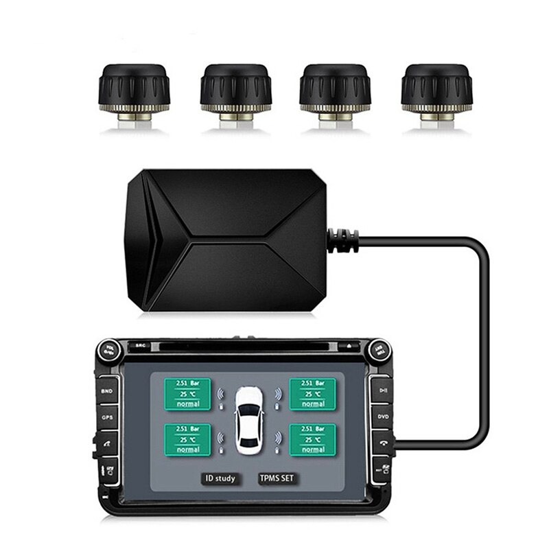 Usb tpms eksternt dæktrykmonitor android navigation dæktrykovervågning alarmsystem trådløs transmission