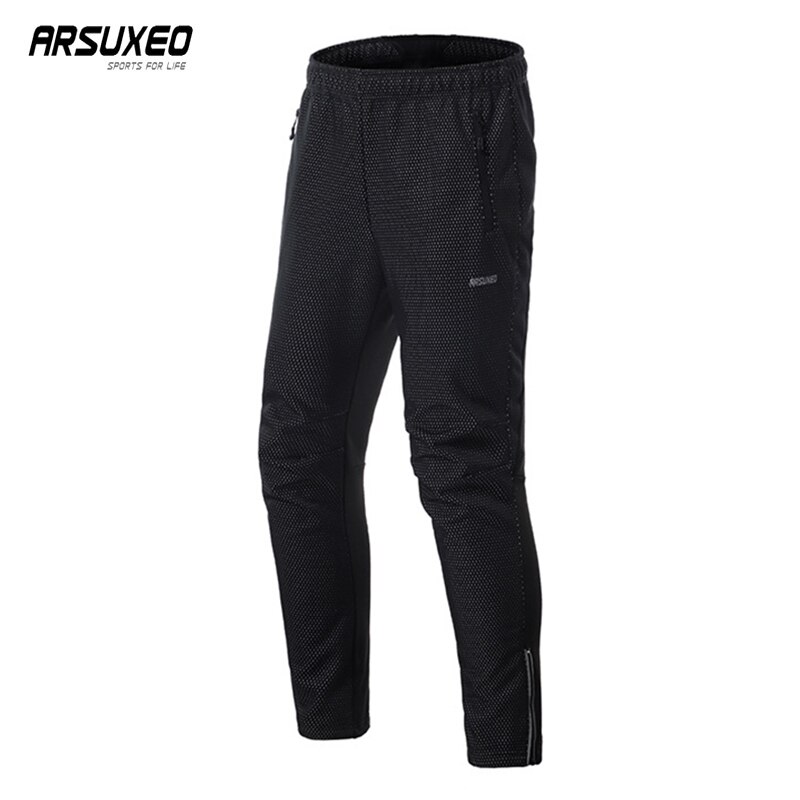 Arsuxeo Winter Warme Fleece Fietsen Broek Winddicht Fiets Broek Mannen Vrouwen Reflecterende Riding Sport Broek Mtb Fiets Broek