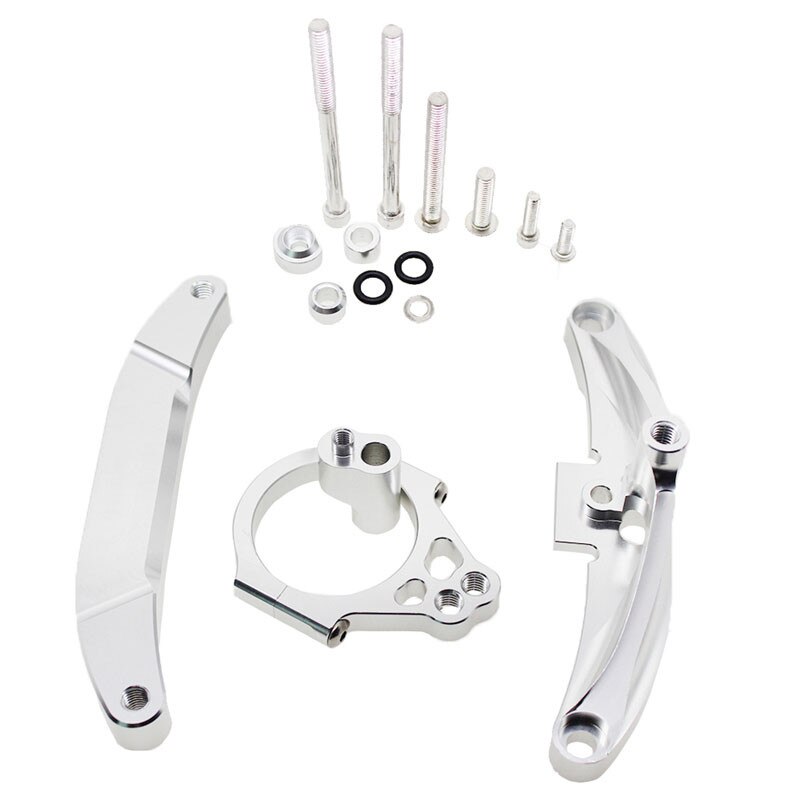 Lenkung Dämpfer Halterung einstellen für Yamaha FZ1 FAZER FZ1-N 2006 CNC Aluminium Stabilisator Lineare Dämpfer Montage Unterstützung: Silber- Halterung