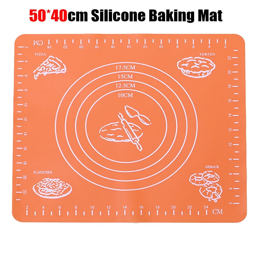 50x40cm non-stick Siliconen Bakken Mat Deeg Mat Siliconen Mat voor Oven voor Cookies Fondant Gebak keuken Bakvormen Koken Gereedschap: Oranje