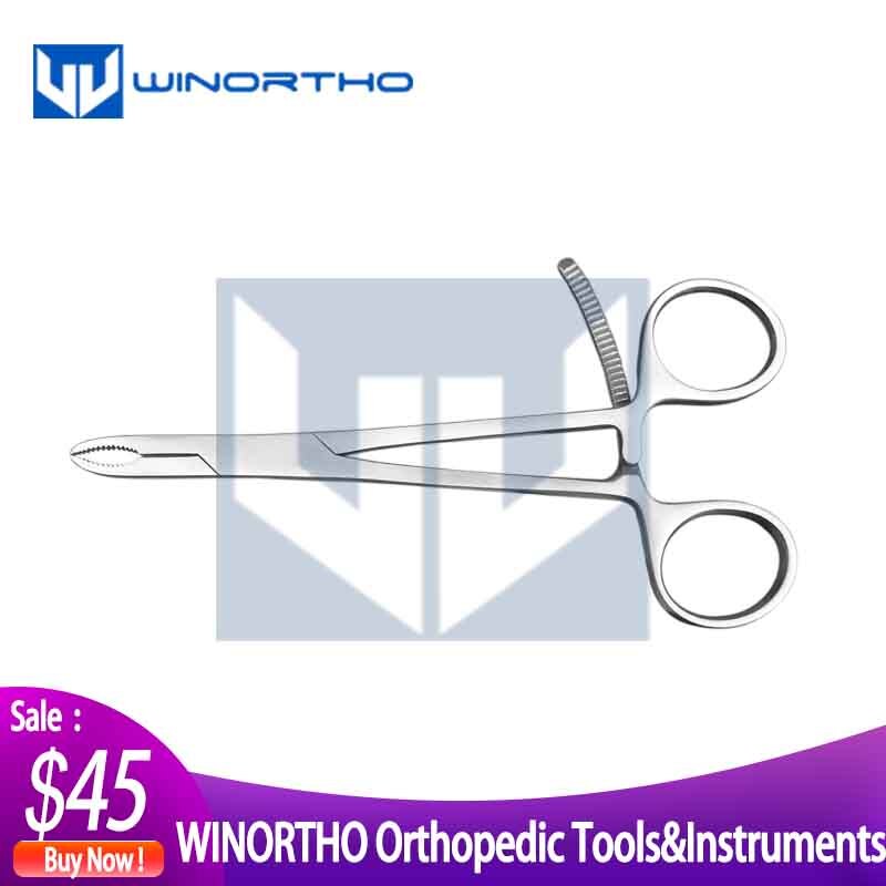 Kleine Gekartelde Bone Holding Tang Veterinaire Orthopedische Instrumenten 160Mm Lengte Bot Reductie Tang