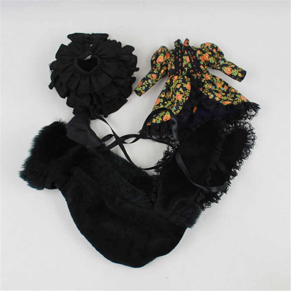 Poppenkleertjes, Dark elemental stijl, pak inclusief jas, rok, hoed, voor 1/6 30 cm pop, normale body