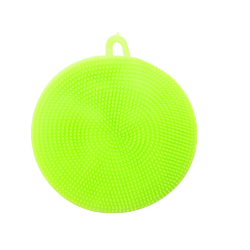 Plato de silicona lavador de esponja de frotar utensilio antibacteriano para limpieza de cocina, limpieza suave, cepillo utensilios de cocina antibacteriano: Green