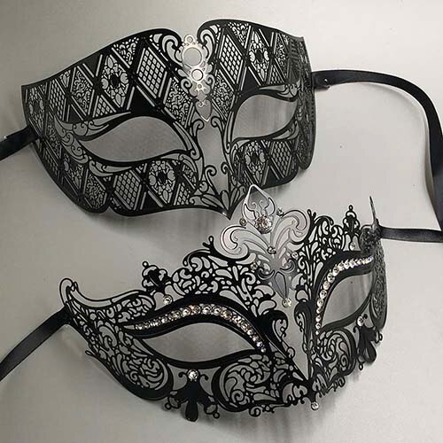 Luxus Metall Filigrane Strass Venezianischen Partei Maske Maskerade Paar Liebhaber WEIHNACHTEN Veranstaltung Hochzeit Maske viel: Schwarz