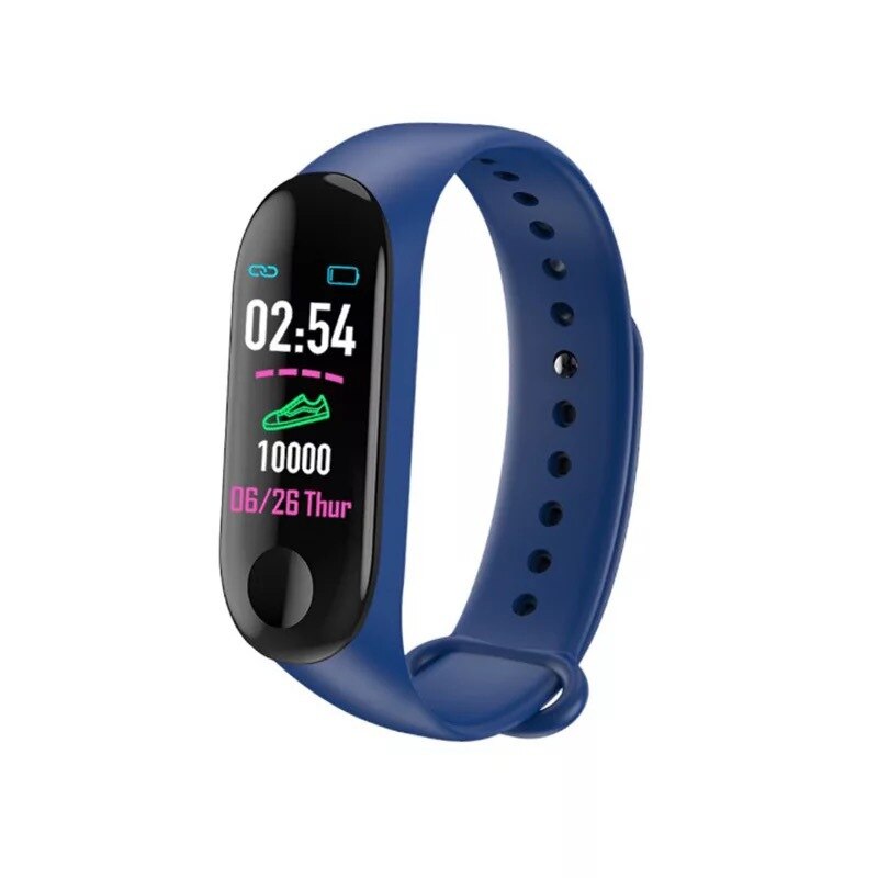 Running Pedometer M3 Plus Blood Pressure Monitor Heart Rate Fitness Tracker Smart Bracelet Step Counter Waterproof Pedometers: M3 Plus Dark Blue