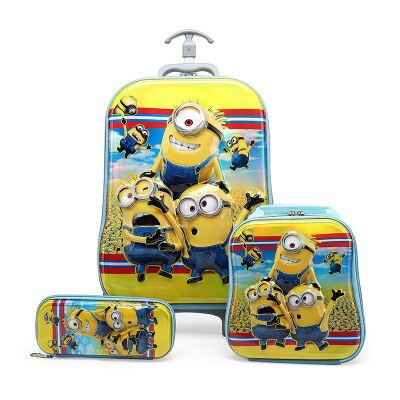 Neue Kinder Gepäck Rad Trolley Gepäck Jungen Mädchen Kinder Rucksack Schule Rucksack kinder Tasche Roll Beutel 3D Koffer